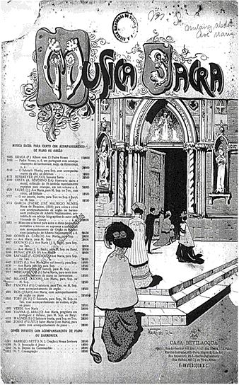 Figura 1 - Capa da <i>Ave Maria</i>, de Abdon Milanez, publicada pela E. Bevilacqua & C. entre 1913 e 1925 (CMSRB-018/044).